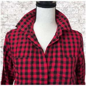 CALVIN KLEIN RED AND BLACK BUFFALO PLAID BUTTON-DOWN SHIRT 👚